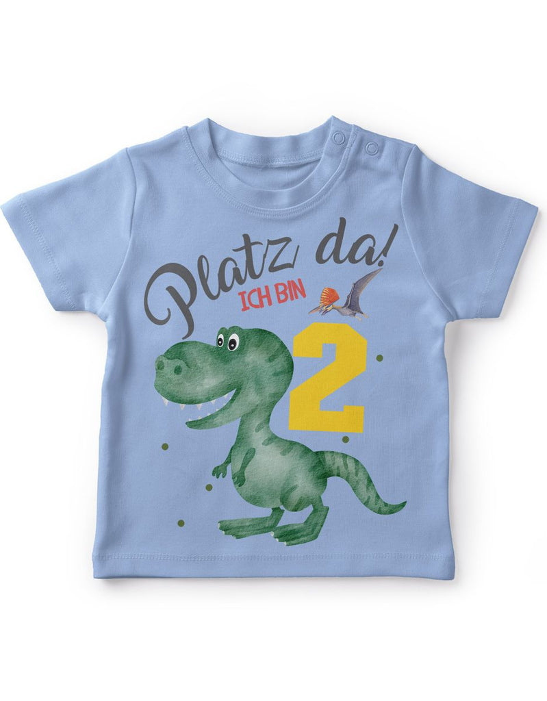 Baby / Kinder T-Shirt mit Spruch Platz Da ich bin Zwei 2 Dinosaurier T-Rex mit Flugsaurier - von Mikalino