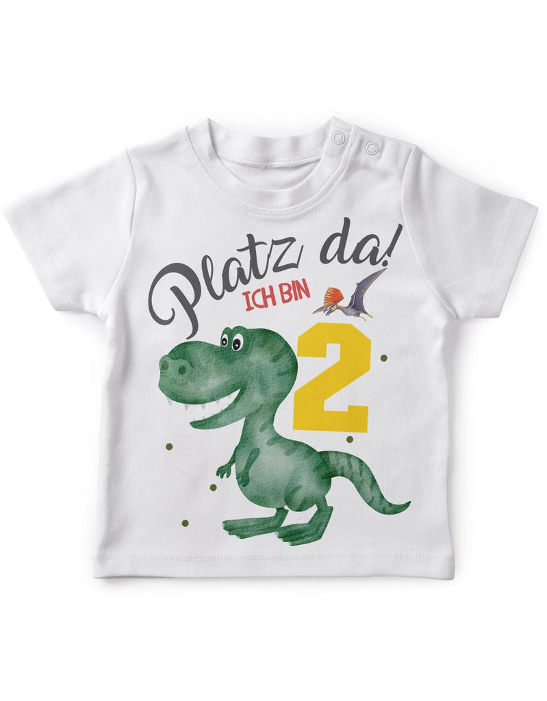 Baby / Kinder T-Shirt mit Spruch Platz Da ich bin Zwei 2 Dinosaurier T-Rex mit Flugsaurier - von Mikalino