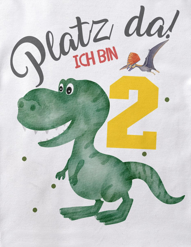 Baby / Kinder T-Shirt mit Spruch Platz Da ich bin Zwei 2 Dinosaurier T-Rex mit Flugsaurier - von Mikalino