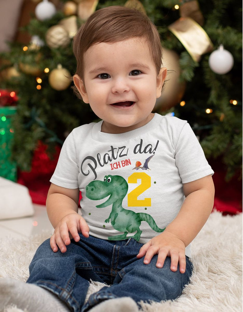 Baby / Kinder T-Shirt mit Spruch Platz Da ich bin Zwei 2 Dinosaurier T-Rex mit Flugsaurier - von Mikalino