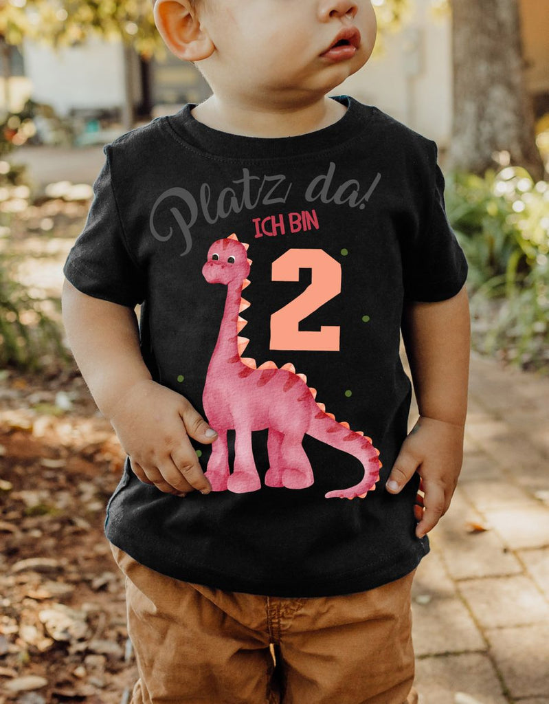 Baby / Kinder T-Shirt mit Spruch Platz Da ich bin Zwei 2 Dinosaurier Langhals - von Mikalino