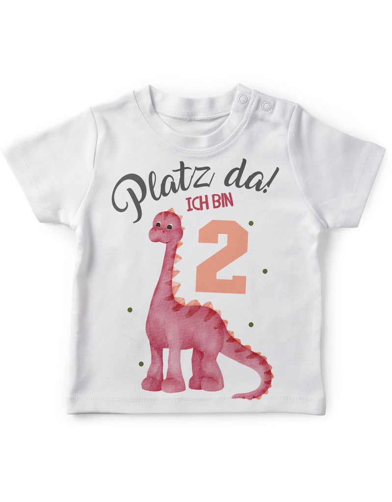 Baby / Kinder T-Shirt mit Spruch Platz Da ich bin Zwei 2 Dinosaurier Langhals - von Mikalino