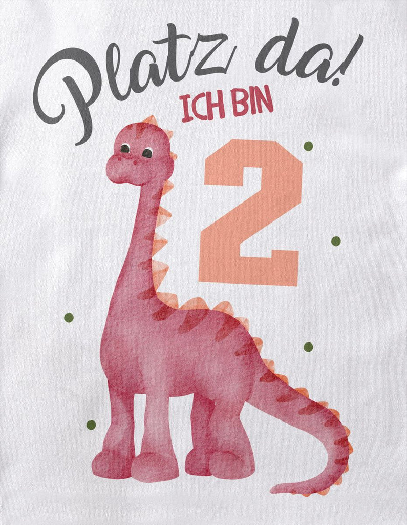 Baby / Kinder T-Shirt mit Spruch Platz Da ich bin Zwei 2 Dinosaurier Langhals - von Mikalino