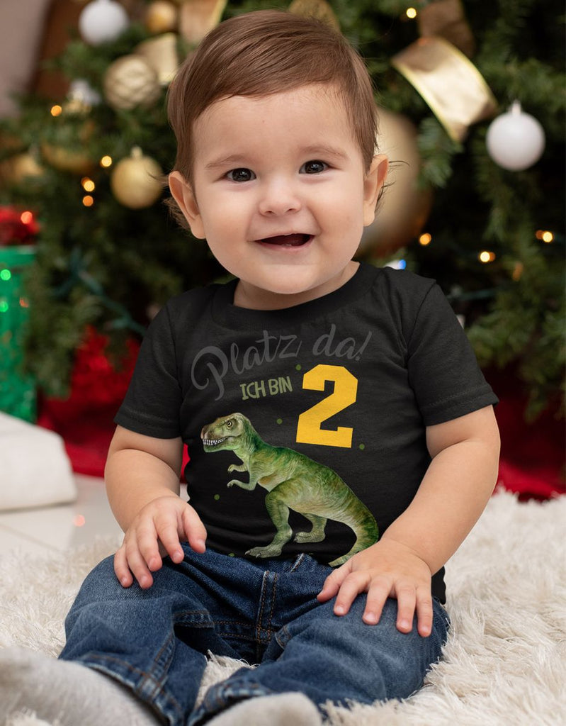 Baby / Kinder T-Shirt mit Spruch Platz Da ich bin Zwei 2 Dinosaurier T-Rex - von Mikalino