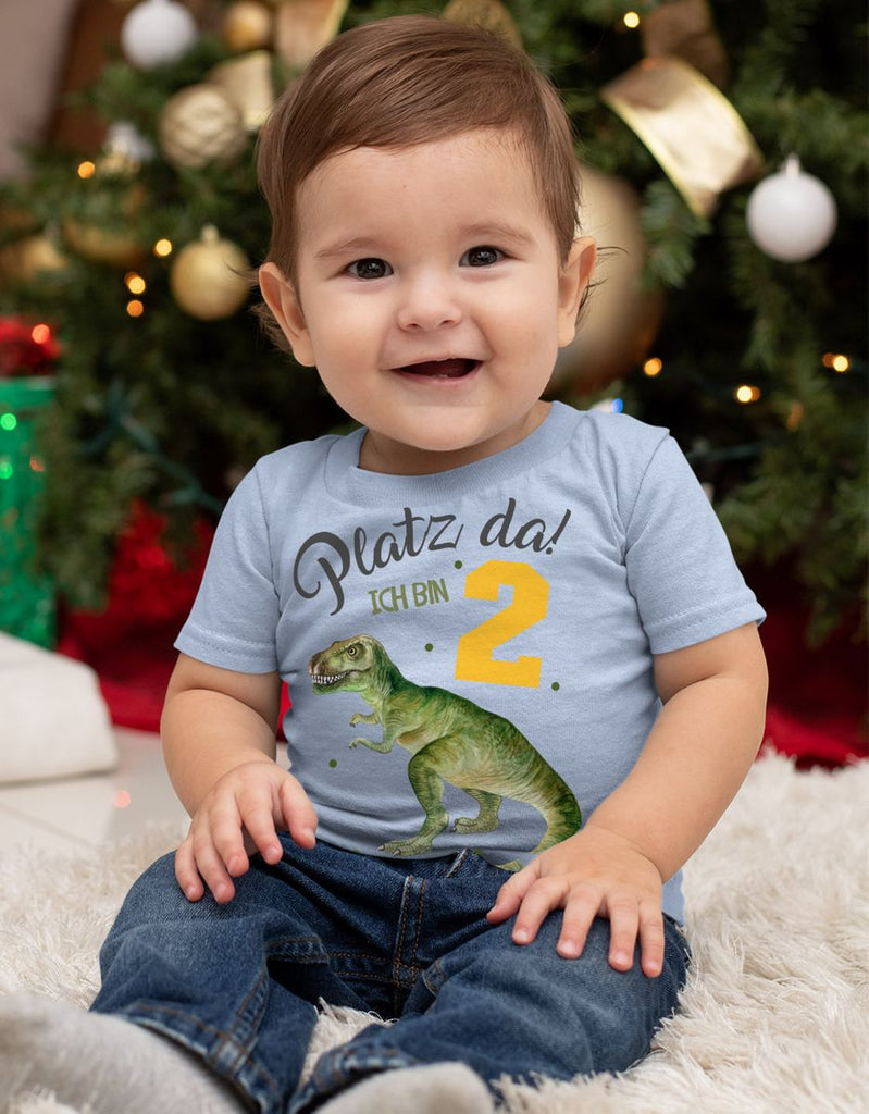 Baby / Kinder T-Shirt mit Spruch Platz Da ich bin Zwei 2 Dinosaurier T-Rex - von Mikalino