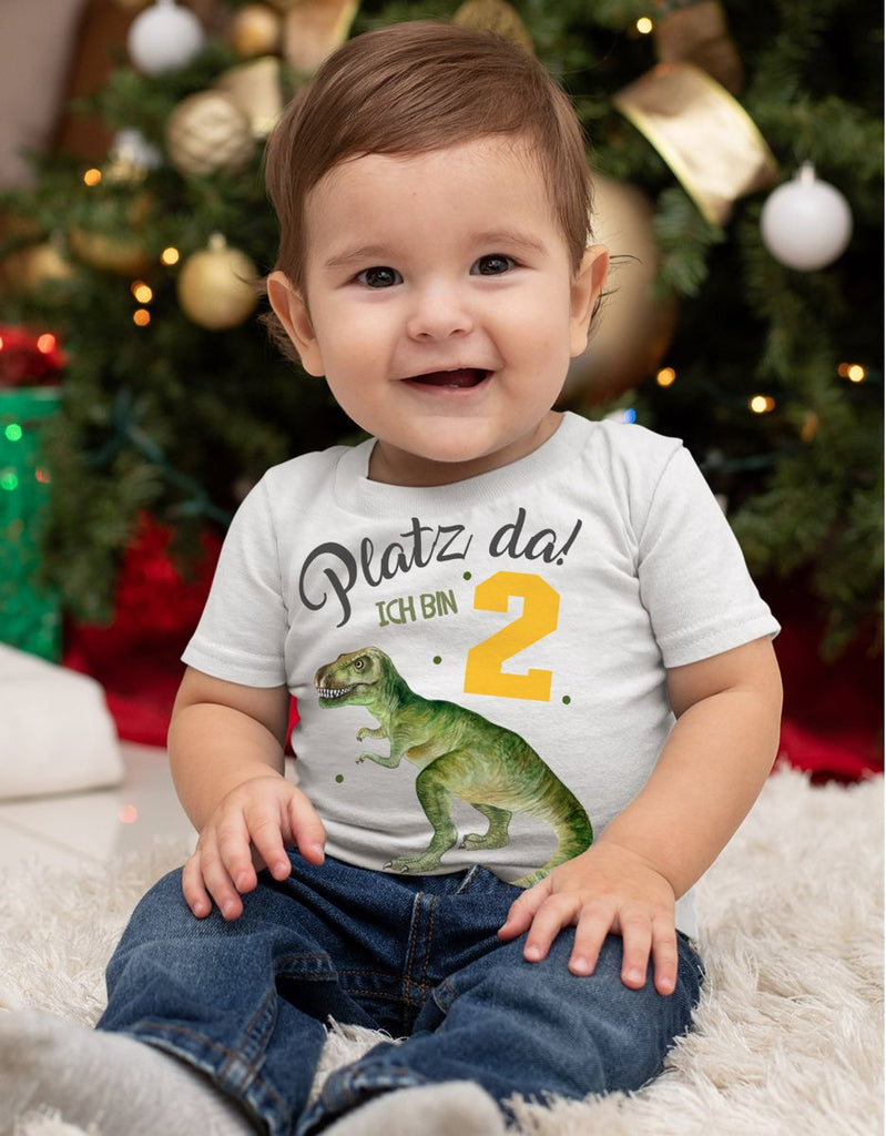 Baby / Kinder T-Shirt mit Spruch Platz Da ich bin Zwei 2 Dinosaurier T-Rex - von Mikalino