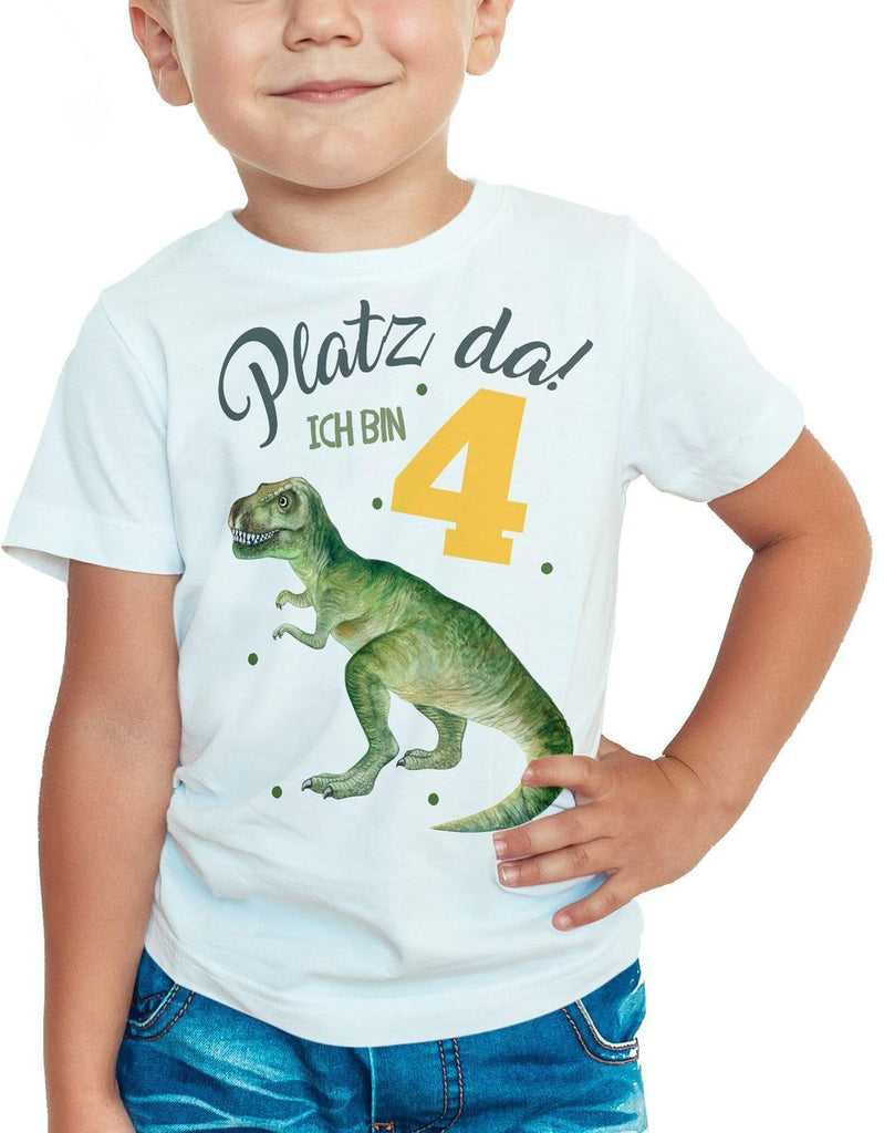 Kinder T-Shirt Platz Da ich bin Vier 4 Dinosaurier T-Rex - von Mikalino