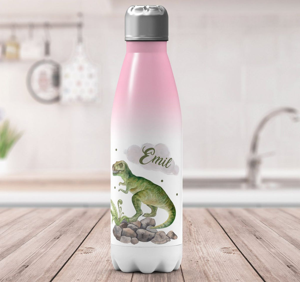 Thermo Trinkflasche Gefährlicher Dinosaurier mit Wunschnamen - von Mikalino