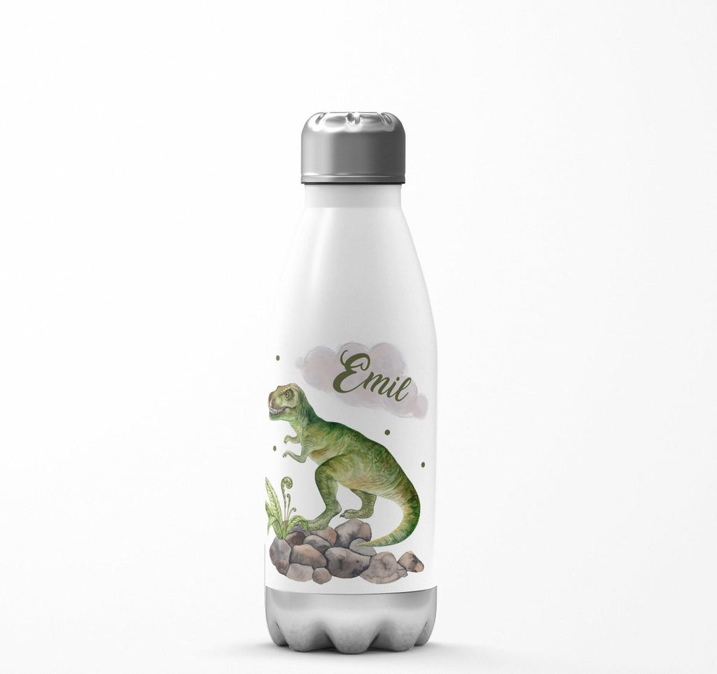 Thermo Trinkflasche Gefährlicher Dinosaurier mit Wunschnamen - von Mikalino