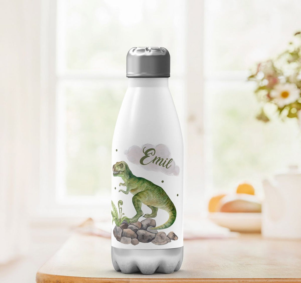 Thermo Trinkflasche Gefährlicher Dinosaurier mit Wunschnamen - von Mikalino