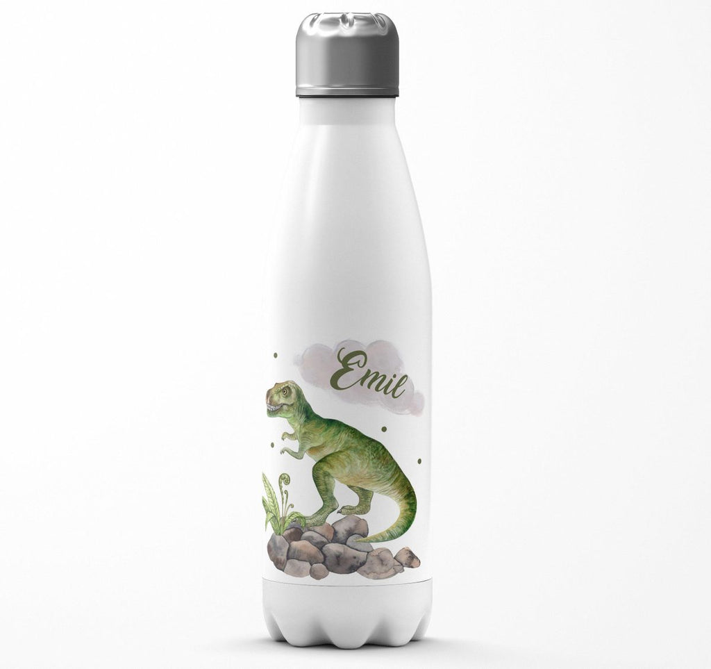 Thermo Trinkflasche Gefährlicher Dinosaurier mit Wunschnamen - von Mikalino