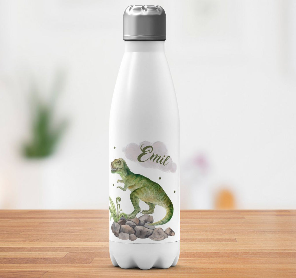 Thermo Trinkflasche Gefährlicher Dinosaurier mit Wunschnamen - von Mikalino