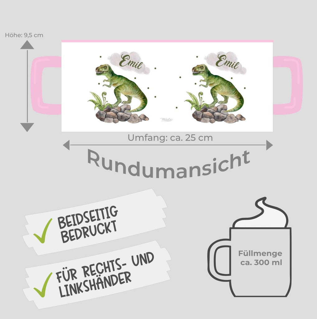 Keramik Tasse Gefährlicher Dinosaurier mit Wunschnamen - von Mikalino