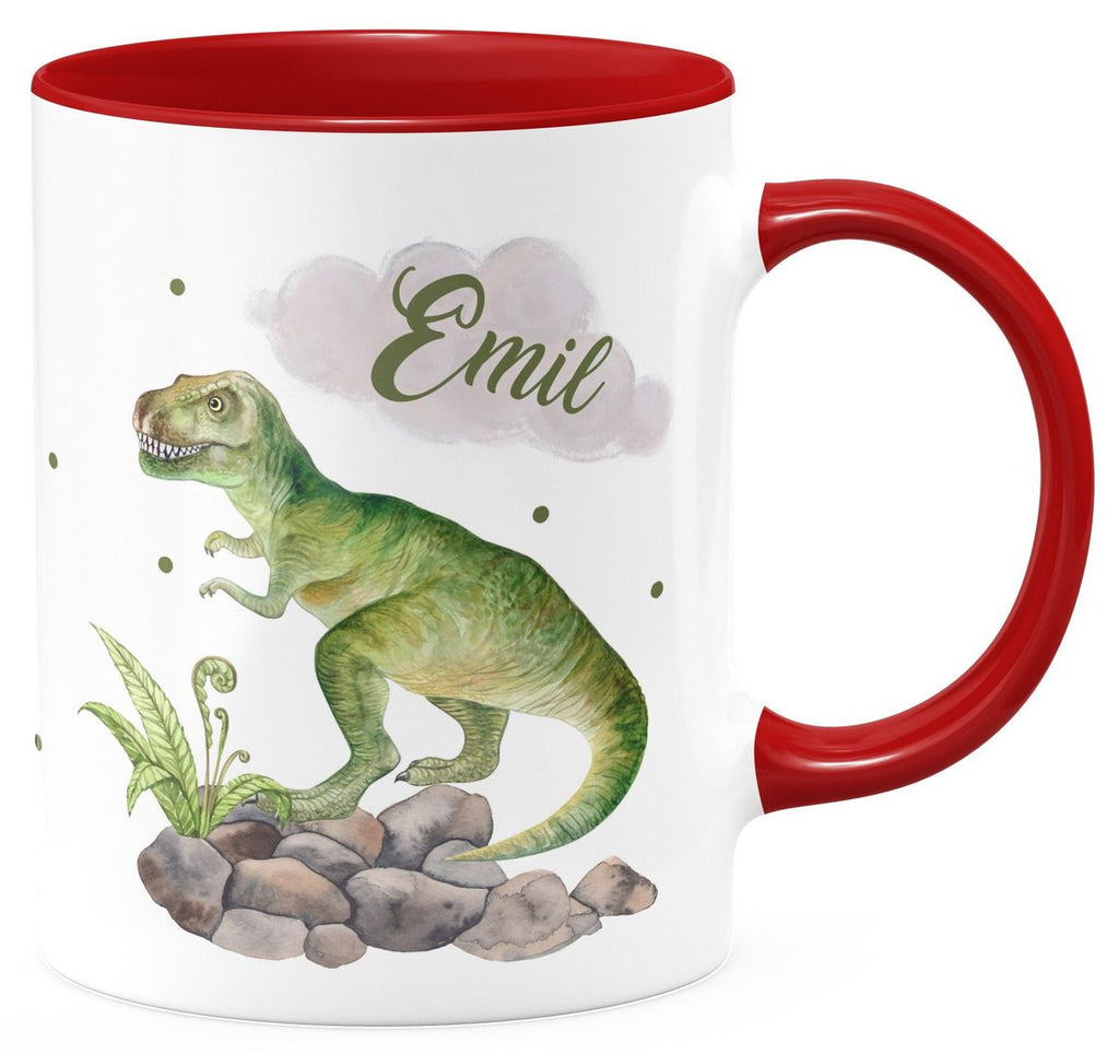 Keramik Tasse Gefährlicher Dinosaurier mit Wunschnamen - von Mikalino