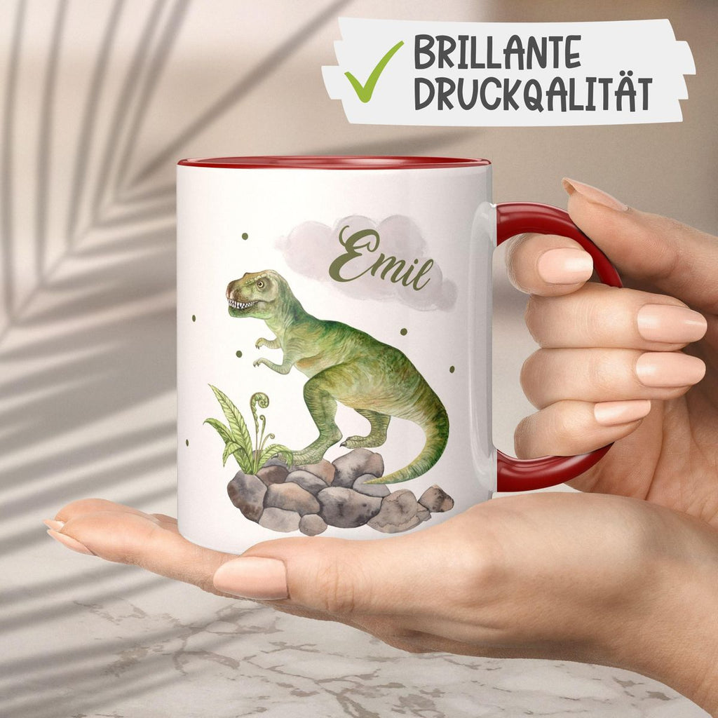 Keramik Tasse Gefährlicher Dinosaurier mit Wunschnamen - von Mikalino