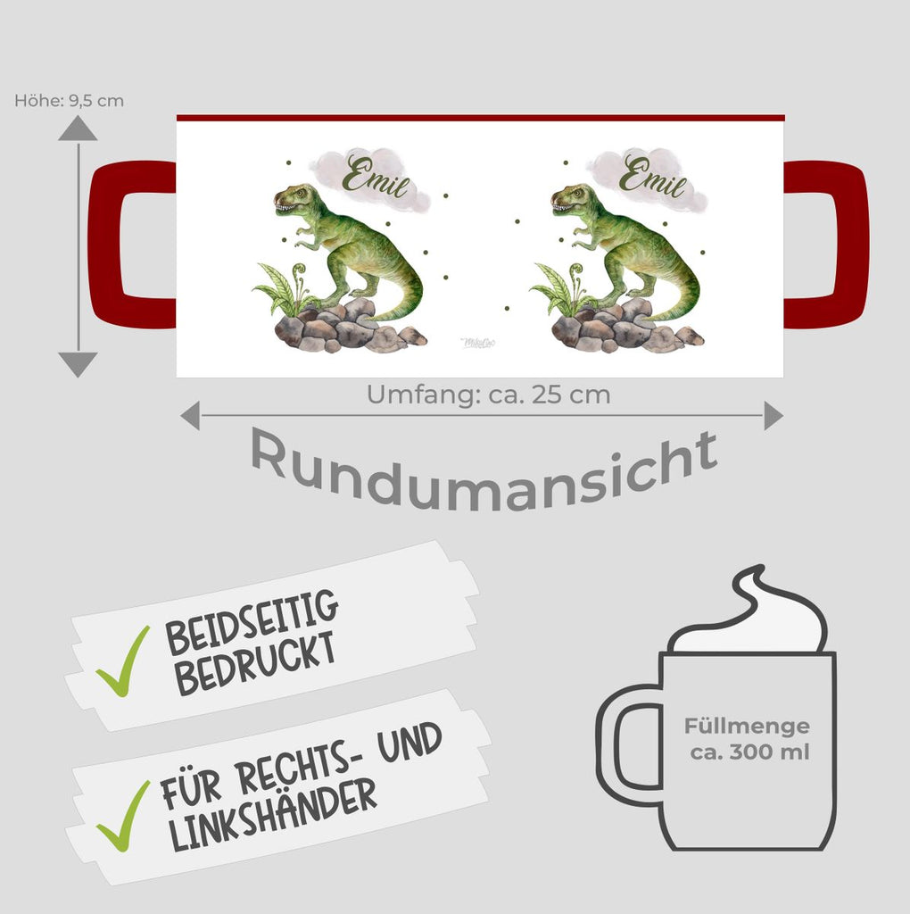 Keramik Tasse Gefährlicher Dinosaurier mit Wunschnamen - von Mikalino