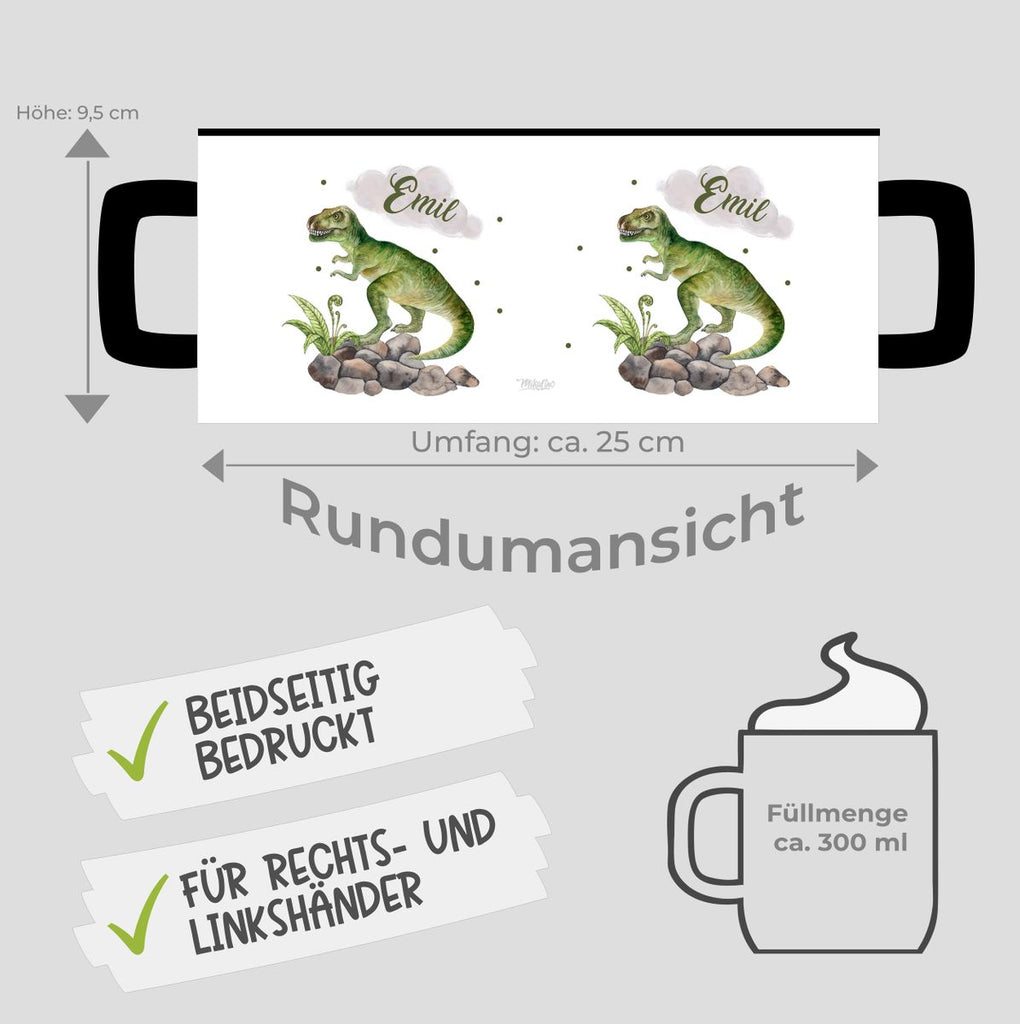 Keramik Tasse Gefährlicher Dinosaurier mit Wunschnamen - von Mikalino