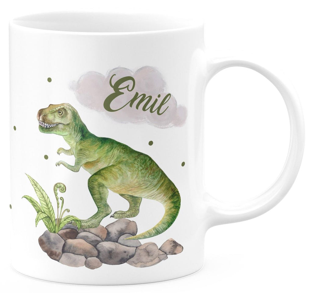 Keramik Tasse Gefährlicher Dinosaurier mit Wunschnamen - von Mikalino