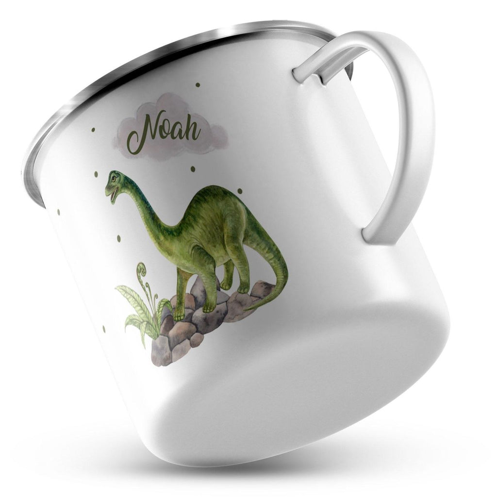 Emaille Tasse Brachiosaurus Dinosaurier mit Wunschname - von Mikalino