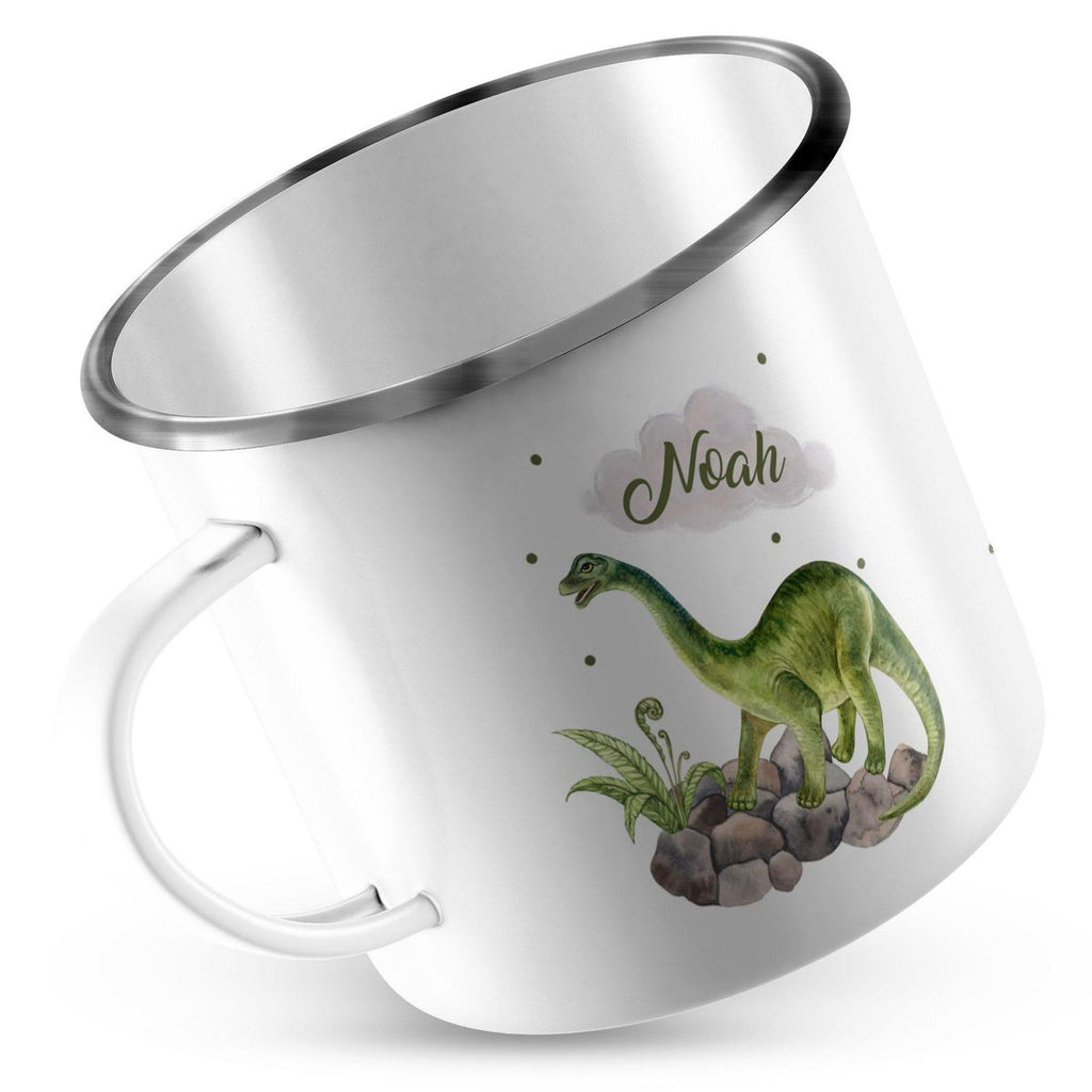 Emaille Tasse Brachiosaurus Dinosaurier mit Wunschname - von Mikalino