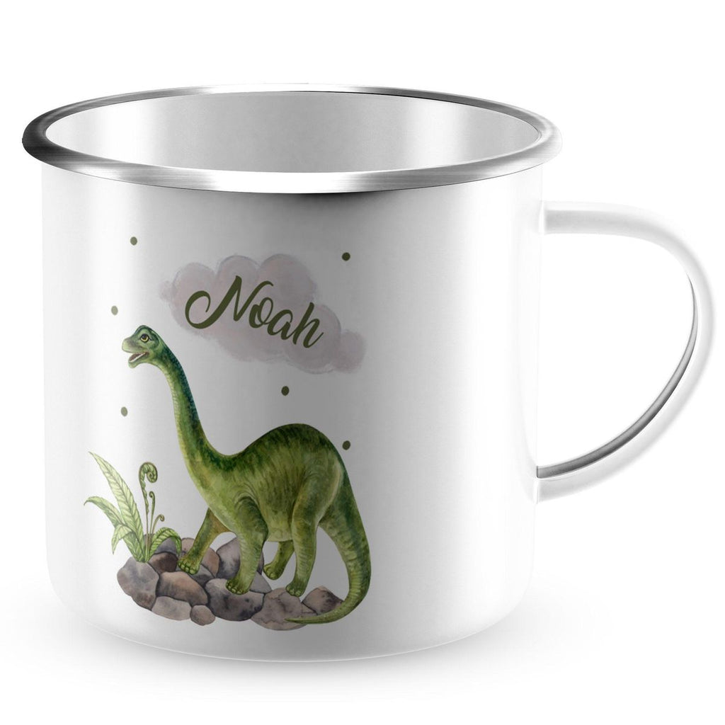 Emaille Tasse Brachiosaurus Dinosaurier mit Wunschname - von Mikalino