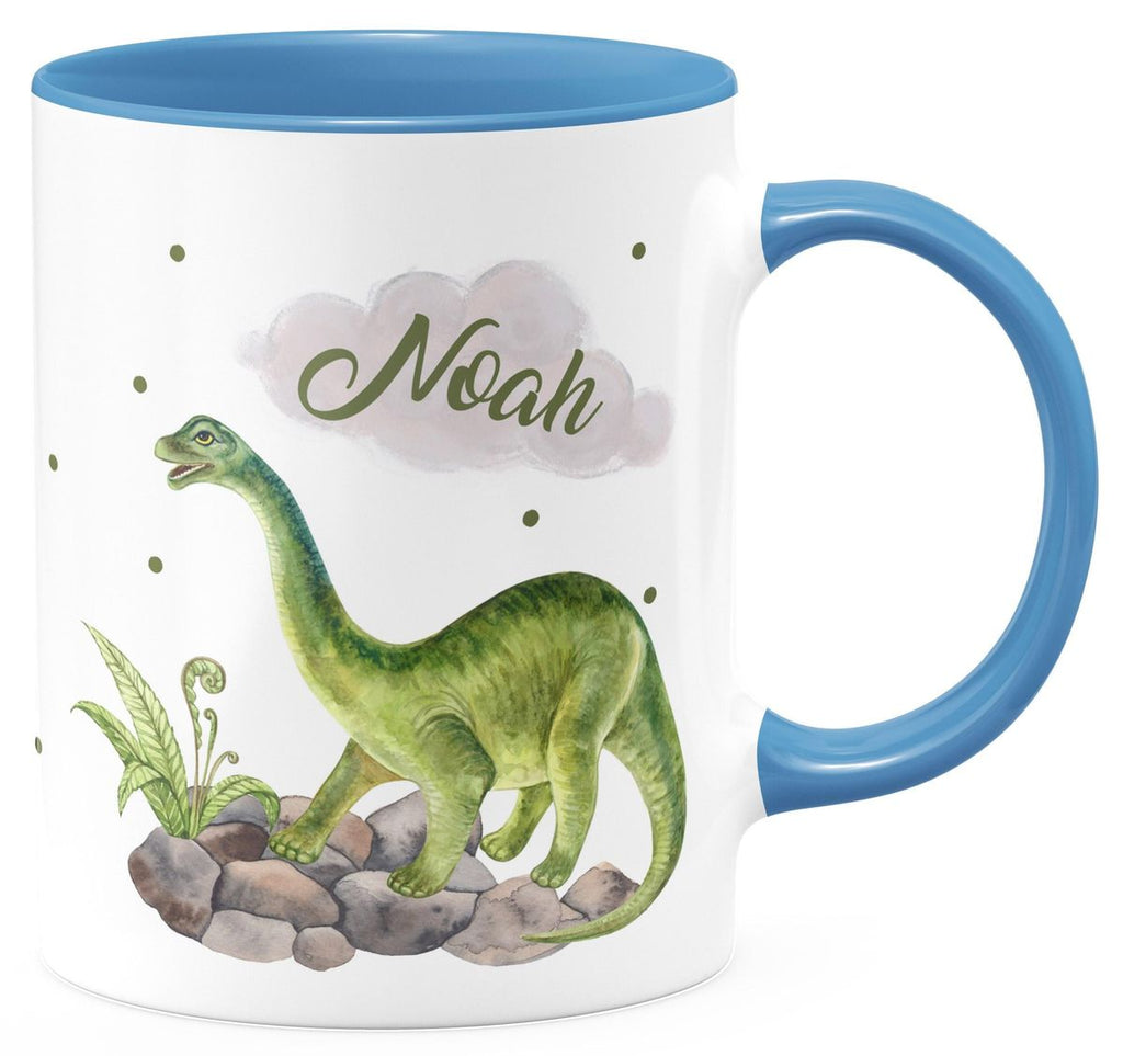 Keramik Tasse Brachiosaurus Dinosaurier mit Wunschname - von Mikalino