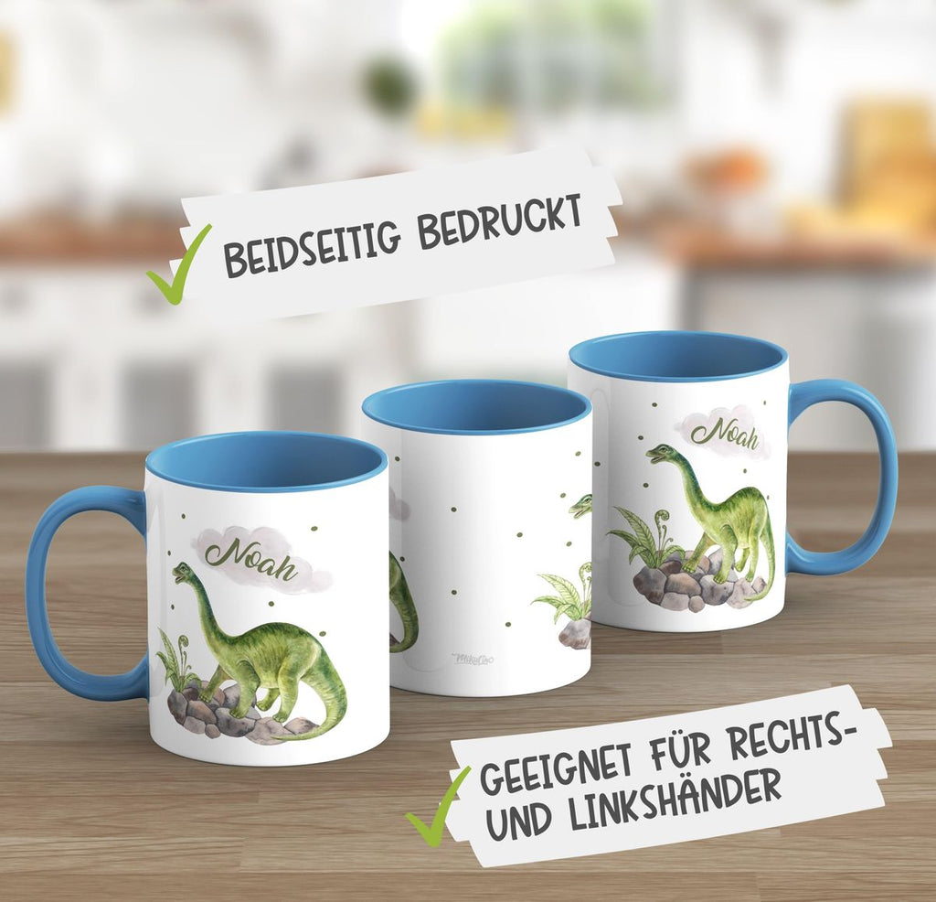 Keramik Tasse Brachiosaurus Dinosaurier mit Wunschname - von Mikalino