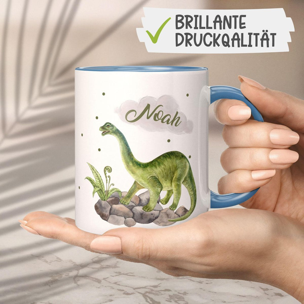 Keramik Tasse Brachiosaurus Dinosaurier mit Wunschname - von Mikalino