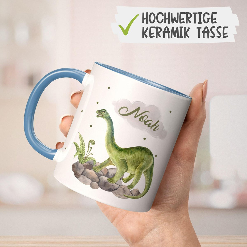 Keramik Tasse Brachiosaurus Dinosaurier mit Wunschname - von Mikalino