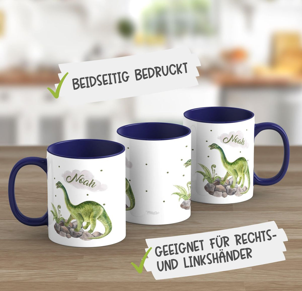 Keramik Tasse Brachiosaurus Dinosaurier mit Wunschname - von Mikalino