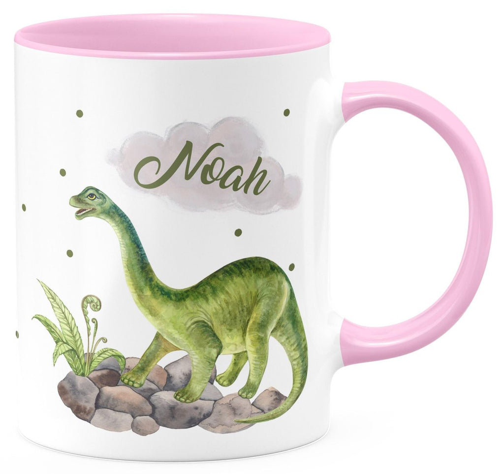 Keramik Tasse Brachiosaurus Dinosaurier mit Wunschname - von Mikalino