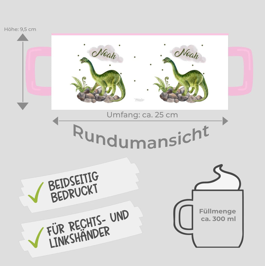 Keramik Tasse Brachiosaurus Dinosaurier mit Wunschname - von Mikalino