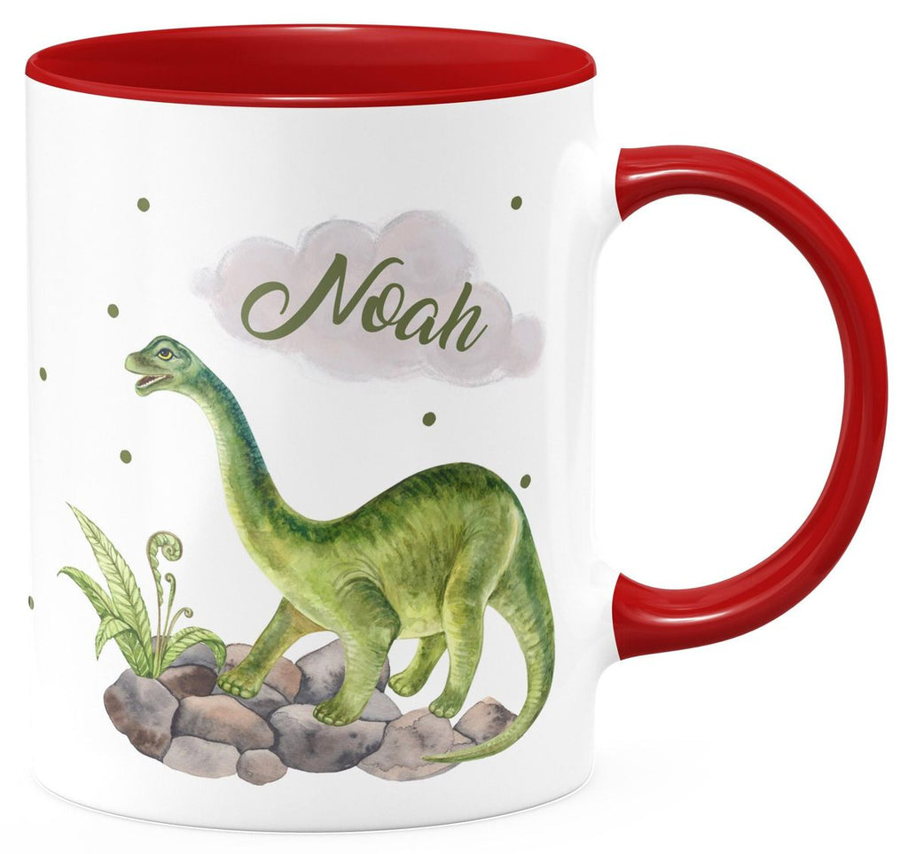 Keramik Tasse Brachiosaurus Dinosaurier mit Wunschname - von Mikalino