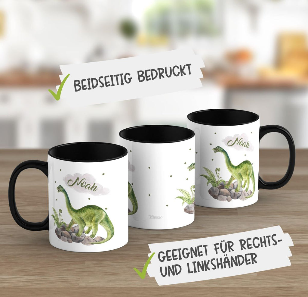 Keramik Tasse Brachiosaurus Dinosaurier mit Wunschname - von Mikalino