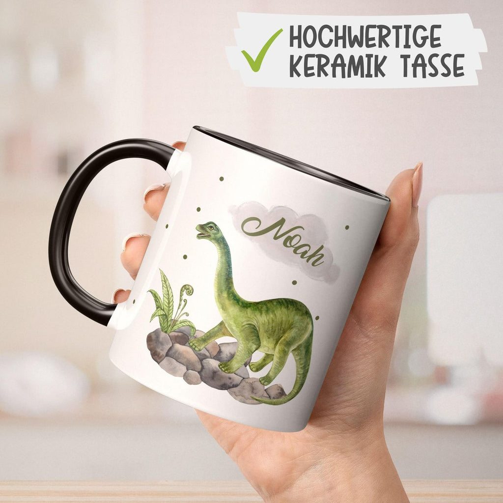 Keramik Tasse Brachiosaurus Dinosaurier mit Wunschname - von Mikalino