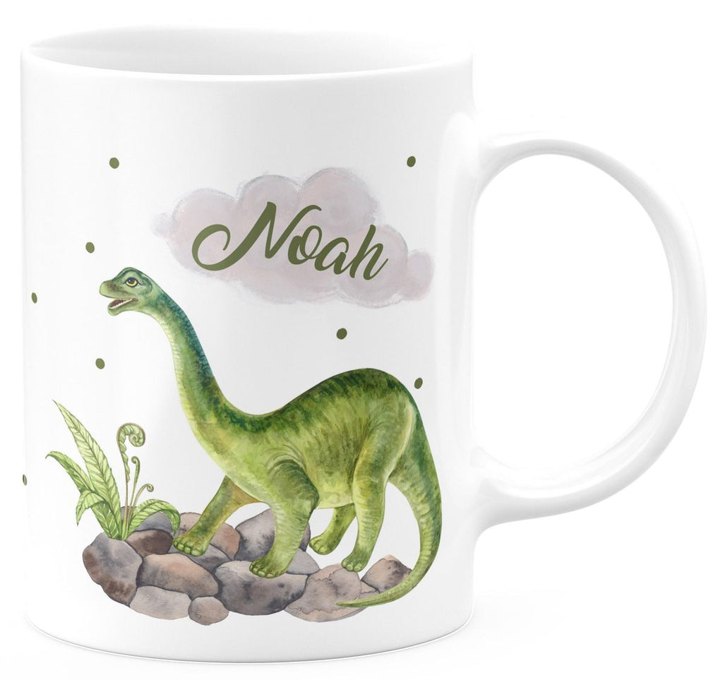 Keramik Tasse Brachiosaurus Dinosaurier mit Wunschname - von Mikalino