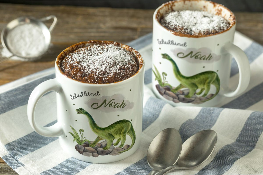 Keramik Tasse Schulkind Brachiosaurus Dinosaurier mit Wunschname - von Mikalino