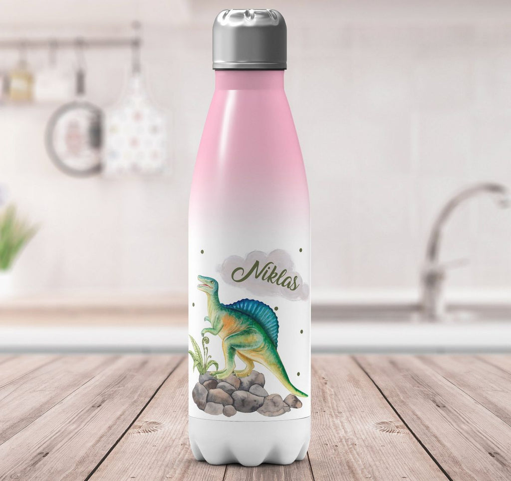 Thermo Trinkflasche Spinosaurus Dinosaurier mit Wunschname - von Mikalino