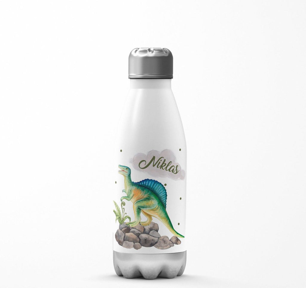 Thermo Trinkflasche Spinosaurus Dinosaurier mit Wunschname - von Mikalino