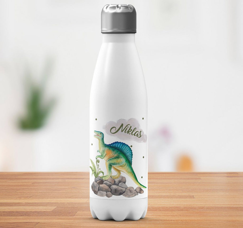 Thermo Trinkflasche Spinosaurus Dinosaurier mit Wunschname - von Mikalino