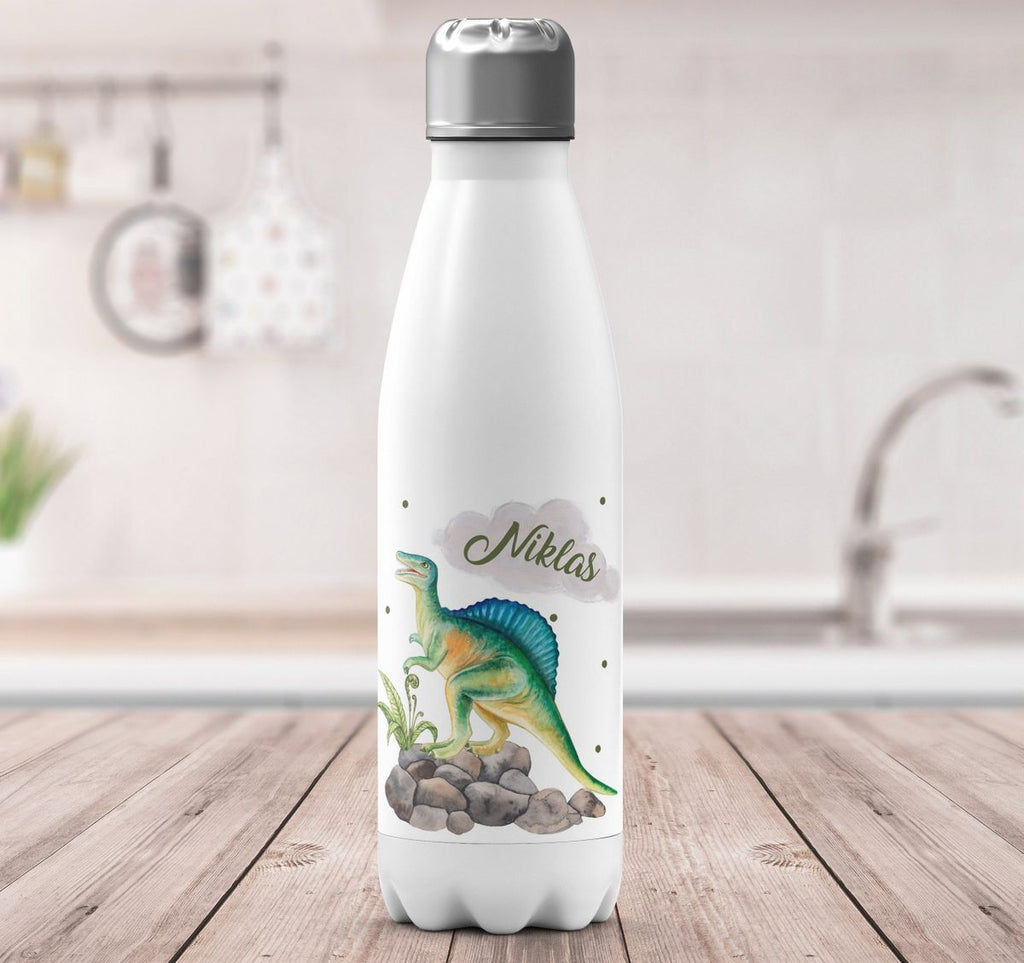 Thermo Trinkflasche Spinosaurus Dinosaurier mit Wunschname - von Mikalino