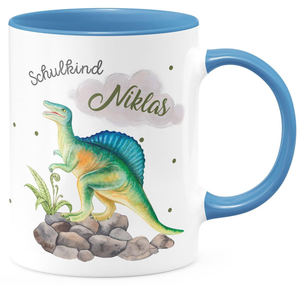 Keramik Tasse Schulkind Spinosaurus Dinosaurier mit Wunschname - von Mikalino