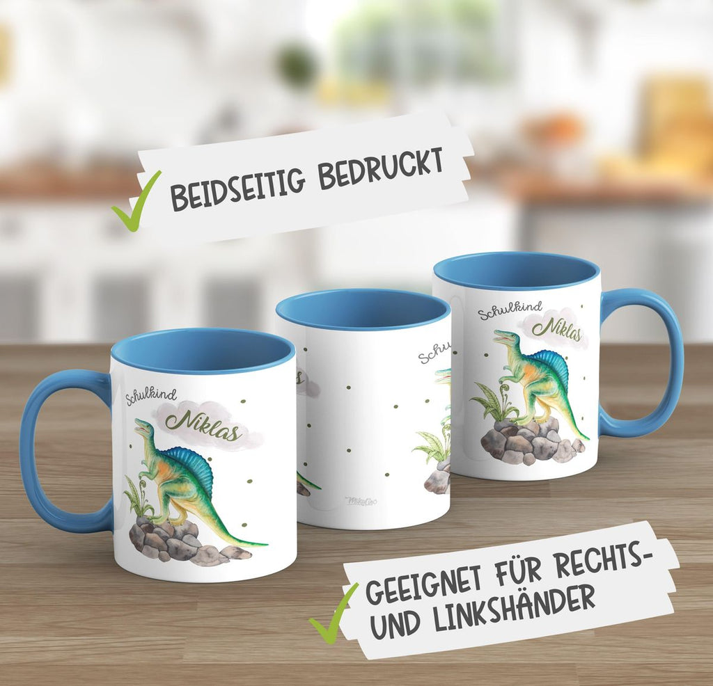 Keramik Tasse Schulkind Spinosaurus Dinosaurier mit Wunschname - von Mikalino