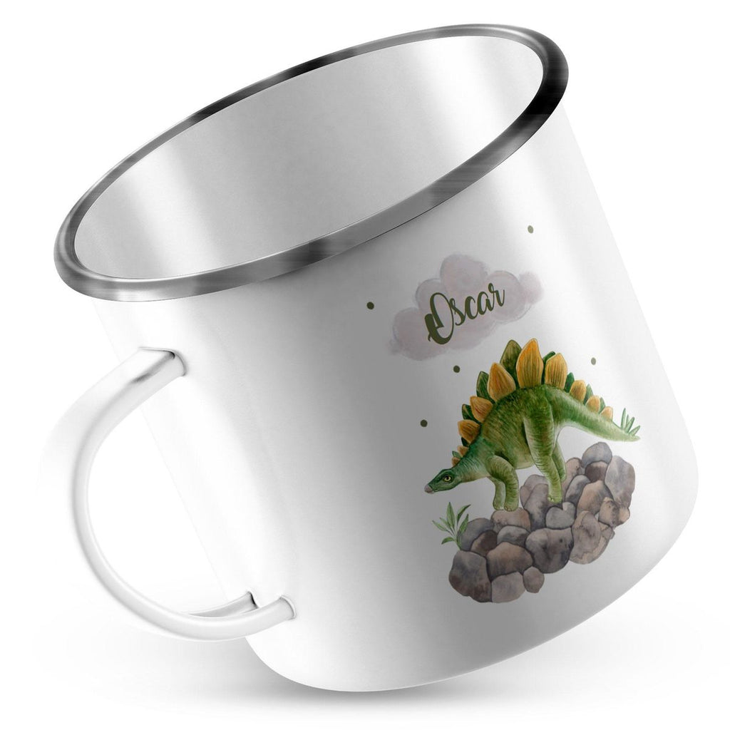 Emaille Tasse Stegosaurus Dinosaurier mit Wunschname - von Mikalino