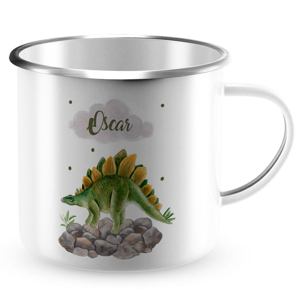 Emaille Tasse Stegosaurus Dinosaurier mit Wunschname - von Mikalino