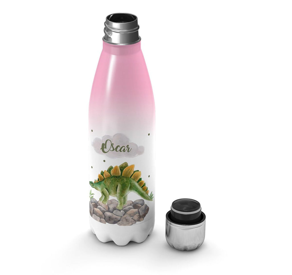 Thermo Trinkflasche Stegosaurus Dinosaurier mit Wunschname - von Mikalino