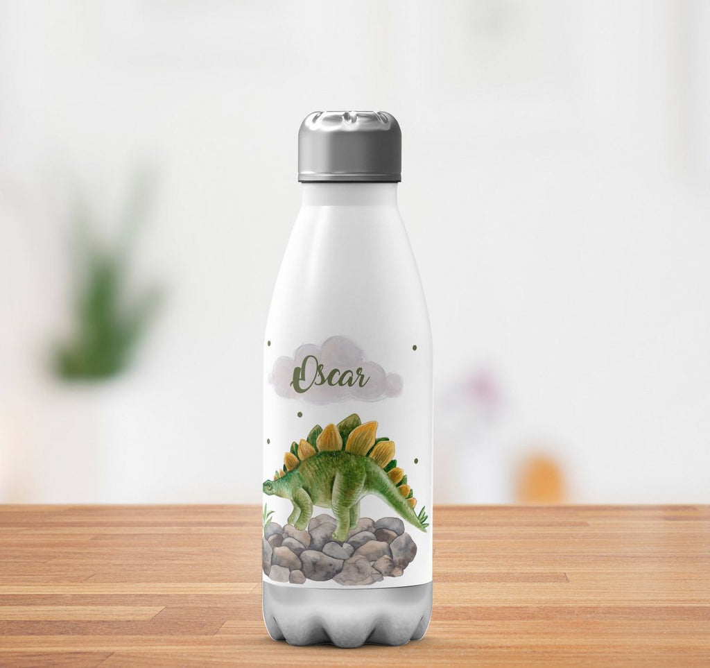 Thermo Trinkflasche Stegosaurus Dinosaurier mit Wunschname - von Mikalino