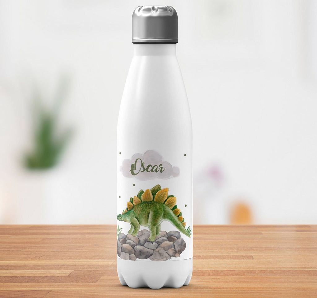 Thermo Trinkflasche Stegosaurus Dinosaurier mit Wunschname - von Mikalino