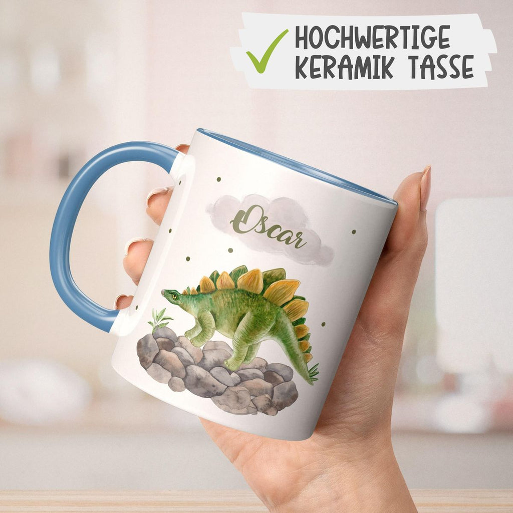 Keramik Tasse Stegosaurus Dinosaurier mit Wunschname - von Mikalino