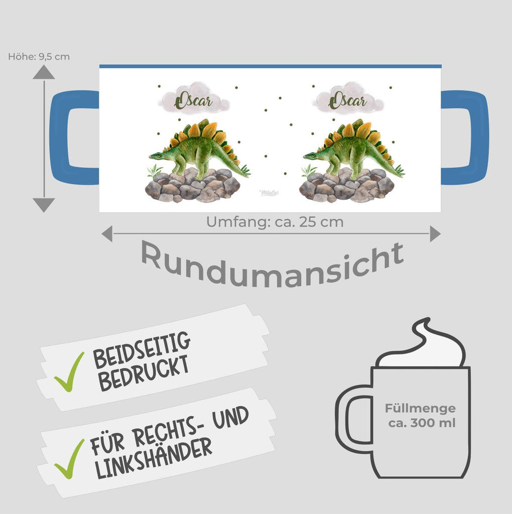 Keramik Tasse Stegosaurus Dinosaurier mit Wunschname - von Mikalino